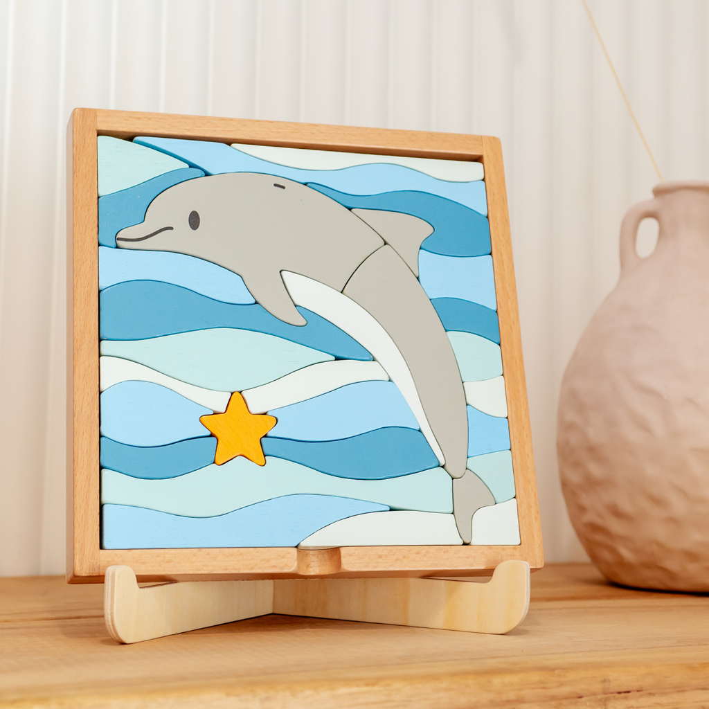 Kids Dolphin Wooden puzzle block